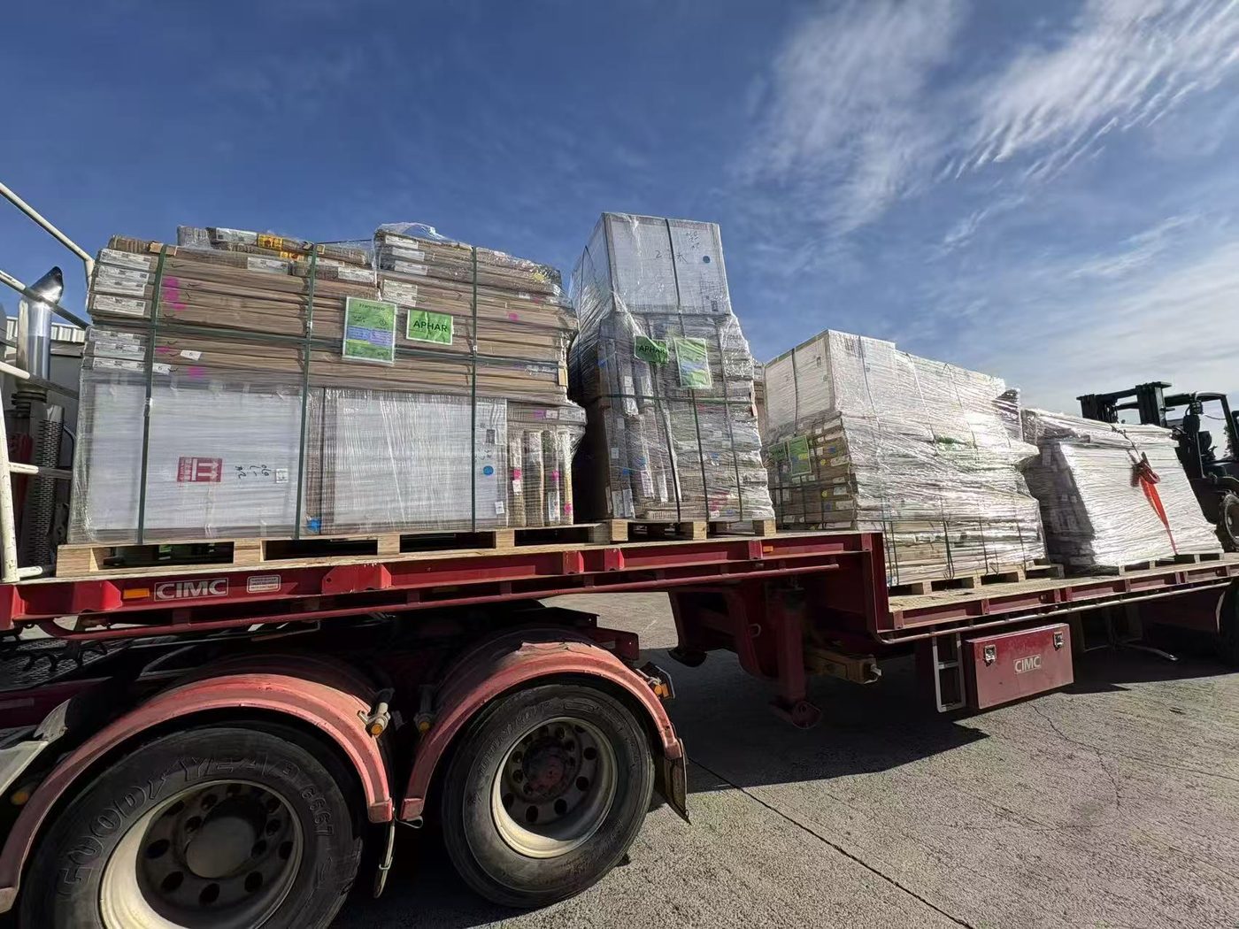 Consolidated furniture shipment ready for delivery