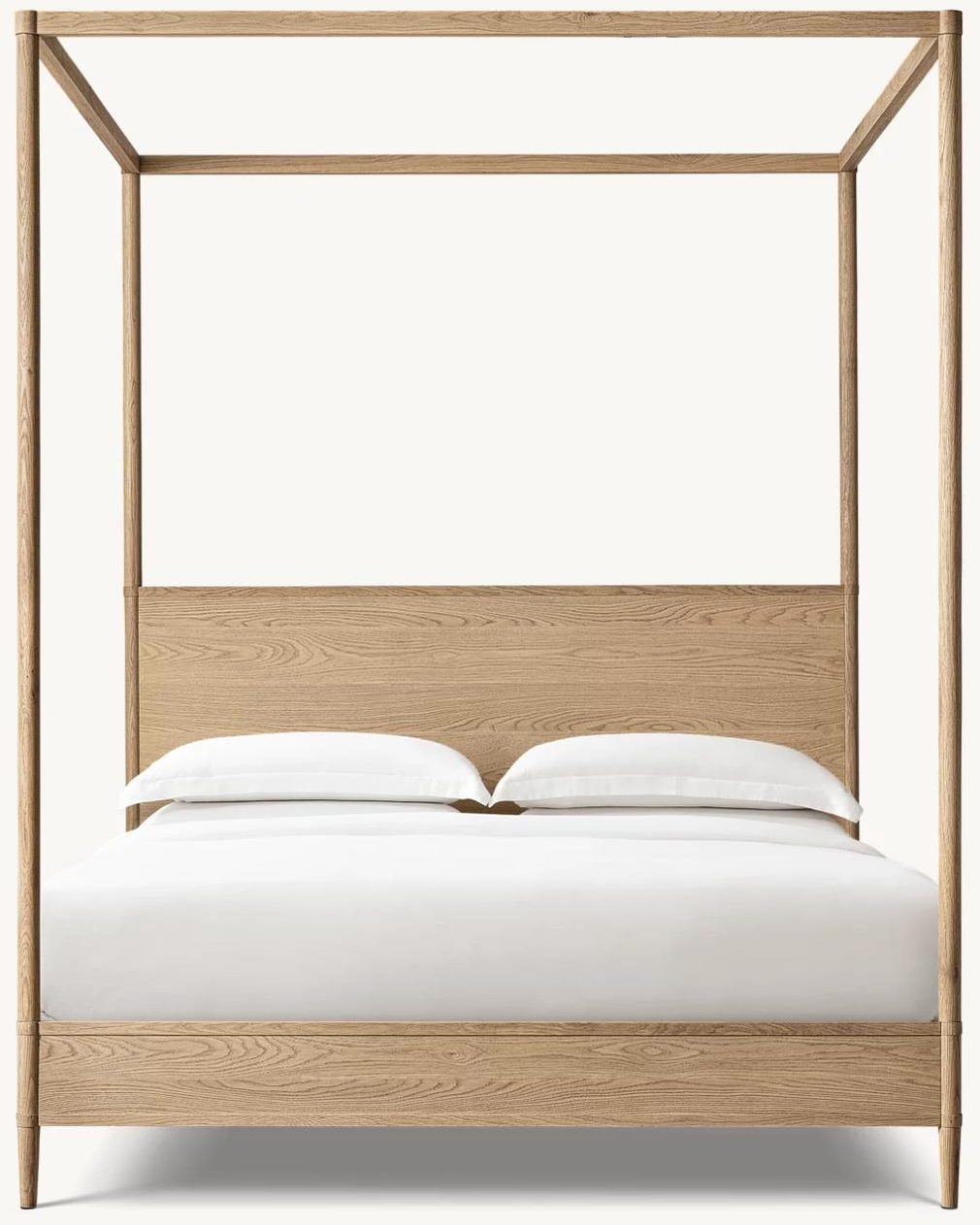 Timber bed with crisp white bedding