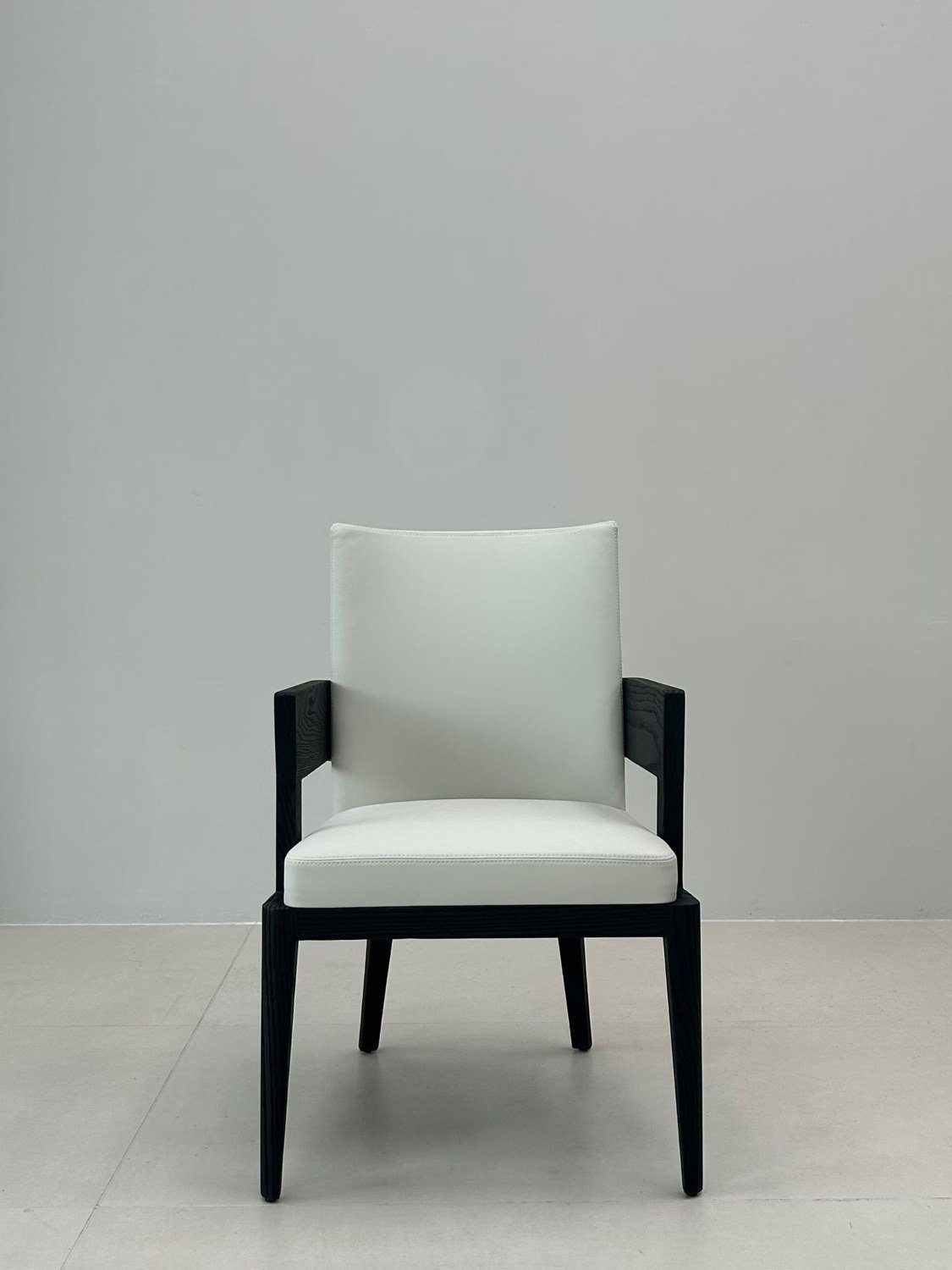 White dining armchair with timber frame