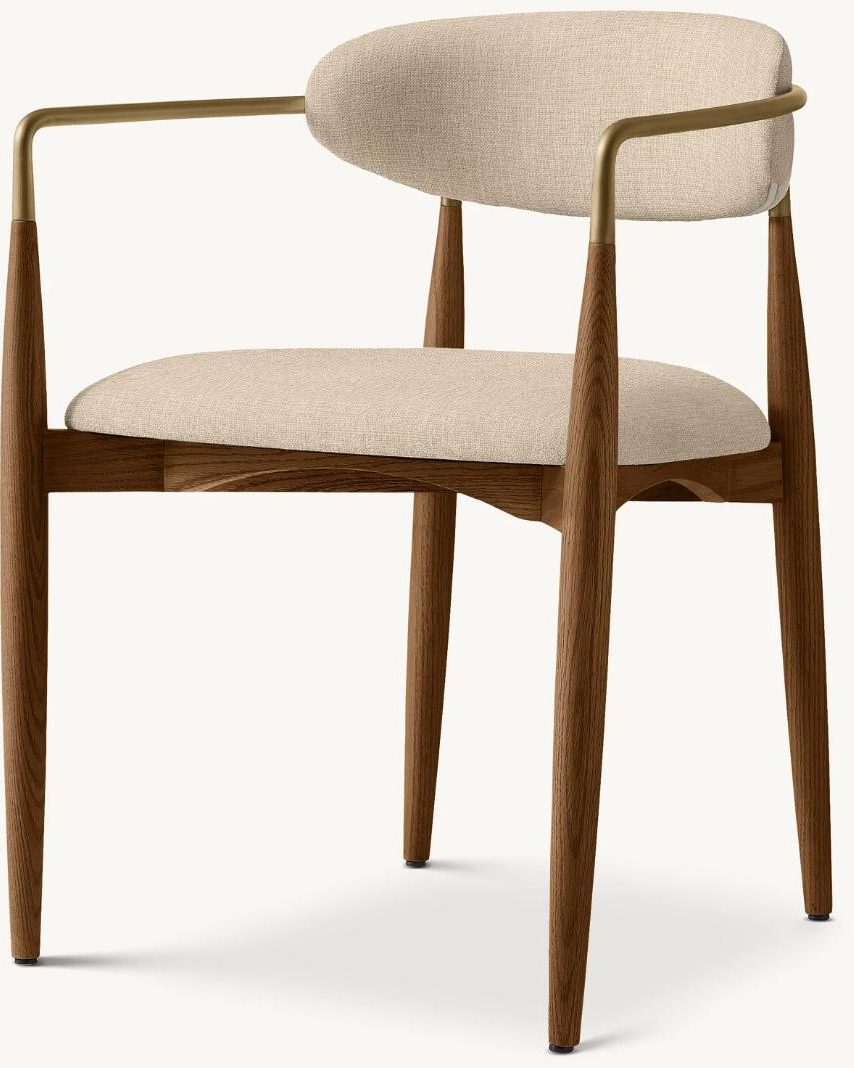Oak chair with cream upholstered seat