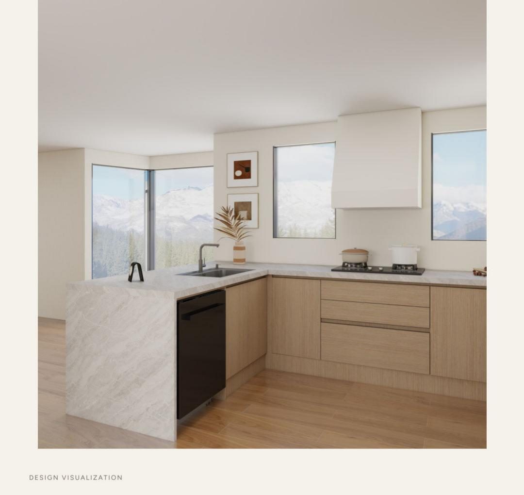 Kitchen with continuous stone counter