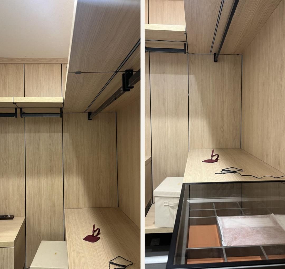 Wardrobe interior with hanging rails