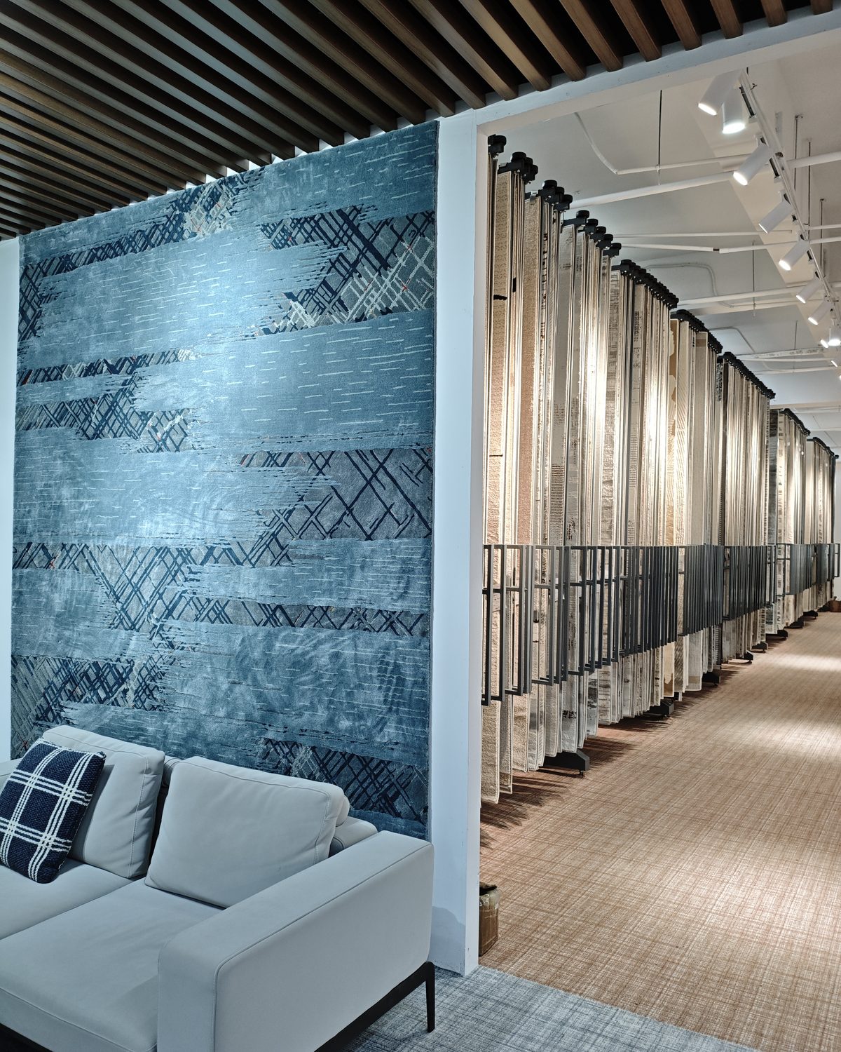 Showroom corridor with feature lighting